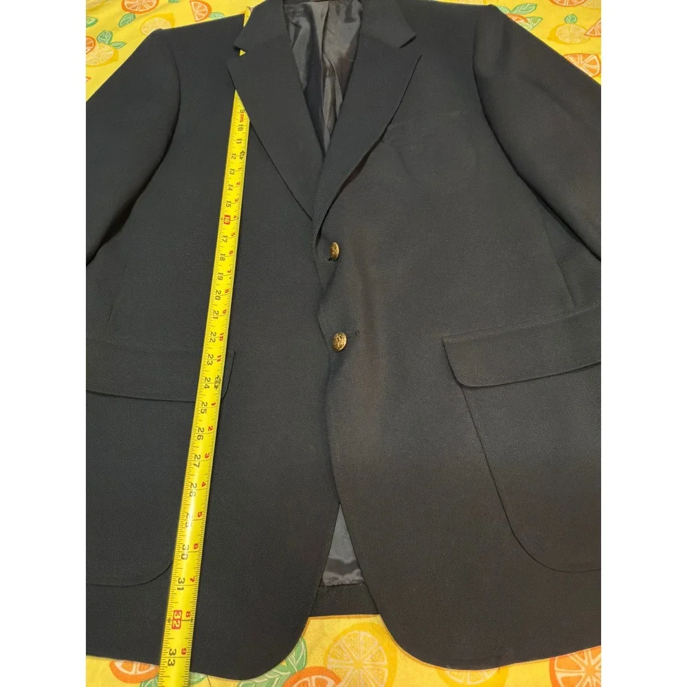 Edwards Blazer Mens‎ 44L Navy Blue Gold Button Sport Coat Made in USA